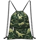 WAWSAM Dinosaurier Turnbeutel - Sportbeutel für Jungen Kinder Schwimmtasche für Strandschwimmen Schwimmbad Schule Stoffbeutel mit Reißverschlusstasche Wasserdichte Sporttasche