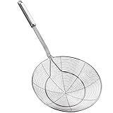 Spinnennetz-Schöpflöffel aus Edelstahl, Kochabschäumer, Schaumlöffel, Siebkelle, Küchenkelle aus Drahtnetz mit Griff für das tägliche Fritieren, Dünsten und Schöpfen. Durchmesser: 20 cm