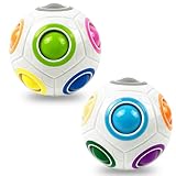 EACHHAHA 2 Stück Regenbogenball Set,Magic Rainbow Ball,Zauberball 3D Puzzle Ball Spielzeug für Kinder,Autismus Spielzeug Pädagogische Spielzeug geschicklichkeitsspiele（Weiß+Weiß）