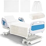 TESIN Krankenhaus-Bettwäsche-Set, 4-teilig, weich, gestrickt, Standard-Bettlaken, Qualität, inklusive Spannbetttuch, Kissenbezug, Steppdecke, Decke (weiß)