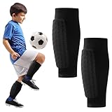 LUMOOM Schienbeinschoner Socken, 1 Paar Fußball Schienbeinschoner mit Wabenpads für Herren & Damen, Atmungsaktiver und Rutschfester Schutz aus Lycra