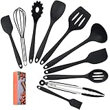 COVVY 10 Stück Silikon Küchenhelfer Set Küchen Backen Set Hitzebeständigkeit bis zu 230°C für Jede Küche (Schwarz)