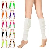 RYMAUP® Stilvolle 80er- und 90er-Jahre-Beinwärmer für Damen, gerippte Beinsocken, trendige Accessoires für Yoga, Laufen, Wandern,Weiß