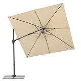 Schneider Ampelschirm VIVASOL 270 x 270 cm – 3-fach verstellbar, UV-Schutz, air-vent, 360° drehbar, inkl. Schutzhülle & Plattenständer – natur