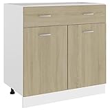 vidaXL Schubunterschrank mit 2 Regalböden 1 Schublade Schrank Küchenzeile Küchenmöbel Unterschrank Küchenschrank Sonoma-Eiche 80x46x81,5cm Holzwerkstoff