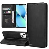 ZYIMOU Handyhülle für iPhone 13 Mini Hülle, Leder Schutzhülle Standfunktion Kartenfach Wallet Klapphülle iPhone 13 Mini Flip Case Cover, Schwarz