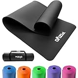 Fizyo Yoga, Gymnastik und Pilates Matte, Rutschfester NBR-Schaum, Synthetik Kautschuk, Training, Fitness, Sport, Übung, Entspannung, Ausdauer (Schwarz, 190x100x1.5 cm)