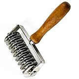 Edelstahl Gitterroller mit Holzgriff, Pizza Gitter Roller zum Schneiden von Teig/Pizzaboden/Backen, Gitterwalze, Gebäck Schneider Wälzfräsen Werkzeug für Kekse/Brot/Kuchen Gebäckkruste/Torte