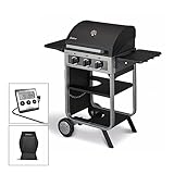 Enders Gasgrill Brooklyn Next 3 - BBQ - Bundle mit Wetterschutzhülle & Gratis Fleischthermometer - 3 Edelstahl-Brenner stufenlos, Gas Grill mit Grillwagen, Grillhaube, abklappbare Seitenablagen