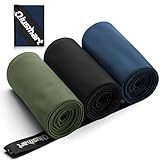 Mikrofaser Handtuch 3er Set (50*100cm): Schnelltrocknend & Kompakte Microfaser Sporthandtuch, für Reisehandtuch, Badetuch, Fitness, Strandtuch und Sport Handtücher (Marineblau + Schwarz + Armeegrün)