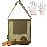 DvBCNMe 2 Stücke Pilzkorb, Pilz Jagdtasche, Pilztasche und Handschuhen, Erntekorb für Pilze Sammeln und Bushcraft, Hülsenfangsack für Outdoor Aktivitäten wie Wandern und Camping