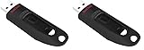 SanDisk Ultra USB 3.0 Flash-Laufwerk 128 GB (SecureAccess Software, Passwortschutz, Übertragungsgeschwindigkeit von bis zu 130 MB/s) Schwarz (Packung mit 2)