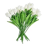 Cabilock 24 STK Simulation Tulpe künstliche blüten Artificial Mini-Tulpen Hochzeitsdekorationen für die Zeremonie künstliche Blumen gefälschte Tulpenblumen künstliche Tulpen Pu Weiß