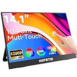 HGFRTEE Touchscreen Monitor 14 Zoll,1920x1200 WUXGA,16:10,10-Punkt-Touchscreen,IPS,178°Weitwinkel,sRGB 100%,60Hz,Lautsprecher,USB-C,Mini-HDMI,VESA,Klappständer,Windows/macOS, Gaming & Arbeit-14T Zoll