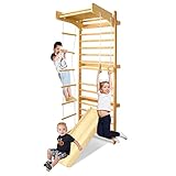 LARS360 Multifunktions Sprossenwand Set für Kinder, Holz Klettergerüst Indoor - Kletterwand, Klettergerüst, Turnwand - Bestes Fitnessstudio für alle Familie, Sportgeräte ab 3 Jahre