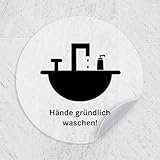 iSecur Aufkleber Toilette WC Hände waschen I Ø 9 cm matt transparent klar I Folie selbstklebend I hin656