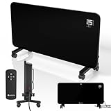 Juskys Glasheizung 2000W Glaskonvektor, Elektroheizung, App-Steuerung, LED-Display, Timer, Wand- & Standgerät mit Fernbedienung