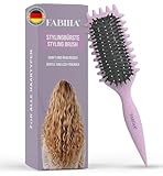FABIHA® 𝐏𝐑𝐄𝐌𝐈𝐔𝐌 Lockenbürste - Curly Hair Brush - Bio Haarbürste ohne ziepen - Wildschweinborsten Bürste - Die Originale 3-in-1-Stylingbürste für trendige Lockenfrisuren (Lilac)