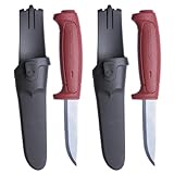 Morakniv Messer mit Scheide für Handwerker - 2-Pack Rot - Basic 511 C - Mora Messer Feststehende Klinge aus Kohlenstoffstahl - 2,0 mm - Hergestellt in Schweden - Outdoormesser feststehend