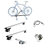 Kompatibel mit Nissan Qashqai/Dualis 2007 Dachgepäckträger 135 cm + Fahrradträger aus Stahl für Autos mit Dachreling, nicht vollständig am Dach befestigt