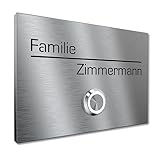 Klingelschild aus V2A Edelstahl mit Gravur von Graviers Design – Edelstahl – LED Klingeltaster – Türklingel – Made in Germany