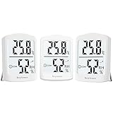 hoyiours Innen Hygrometer Thermometer 3-Set Thermo-Hygrometer Innen Thermometer 3s Schnell Refresh mit großem LCD Bildschirm für Büro, Schule,Gewächshaus Weiß