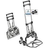 ATHLON TOOLS Aluminium Treppensteiger-Sackkarre klappbar - extra Langer Griff 110 cm - Ladefläche mit Anti-Rutsch-Pads - Modell 2025