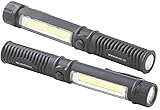 PEARL Werkstatt Taschenlampe: 2er-Set 2in1-LED-Taschenlampen mit COB-LED-Arbeitsleuchte, Magnet (Werkstatt Taschenlampe LED, Stableuchte, Rucksack)