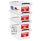 ATHLON TOOLS 4 x 5 L Aufbewahrungsboxen mit Deckel,...