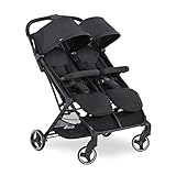 hauck Zwillingsbuggy Swift X Duo, Einhändig Klappbar, mit Liegefunktion ab Geburt, für 2 Kinder bis je 15 kg, Körbe bis je 3 kg, Pannensichere Räder (Schwarz)