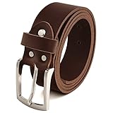 Fa.Volmer ® Gürtel Herren Ledergürtel aus Büffelleder für Männer Jeans Echtleder Braun 38mm breit kürzbar #Br007-02 (Bundweite 125cm)
