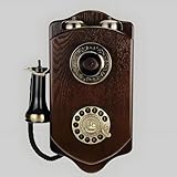 LIULIQ Vintage-Wandtelefon, Retro-Dekorations-Schnurtelefon mit Wählscheibe aus Metalllegierung, Drehknopf, Hörer und Mikrofon im Antik-Stil für Zuhause, Büro, Kino und Vintage-Dekoration