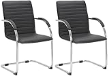 CLP 2er Set Besucherstühle Tira Kunstleder I Freischwinger Mit Gepolsterter Sitzfläche, Farbe:schwarz