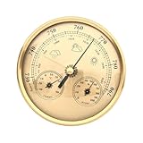 3 in 1 Wandmontiertes Thermometer Hygrometer Multifunktionale Temperatur Luftfeuchtigkeit Druck Barometer Wetterstation(Gold)