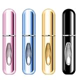 4 Stück 5ml Parfümzerstäuber Nachfüllbar Leer Reise Parfüm Zerstäuber, Mini Portable Sprühflasche mit Fenster für für Handtasche, Reisen, Ferien, Flugreisen (4pc 5ml)