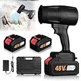 Laubbläser Akku Turbo Gebläse – 500.000 U/min / 1200 g Power Blower mit 2 x 48 V wiederaufladbaren Akkus – Tragbares Akku Gebläse zum zum Entfernen von Laub, Staub & Schnee