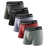 Natural Feelings 5er Bambus Viskose Boxershorts Herren Unterhosen Männer Atmungsaktiv Stretch Herren Unterhosen mit Eingriff, L, Rot/Blau