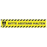 Bitte Abstand halten Aufkleber 80cm x 15cm Eckig Bodenmarkierung Hinweisschild für Handel und Behörden Folie selbstklebend (RX010 Eckig Bodenaufkleber)