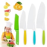 UNINGYI Kindermesser 4-teiliges, Kindermesser ab 2 jahre Kinder Messer Schneiden Lernen Kleinkind Messer zum Hacken, Kunststoff Kindermesser zum Schneiden Kochen Obst oder Gemüse