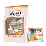 Norms Wipe Outs Hämorrhoiden-Tücher, 24 einzeln verpackte Hamamelis-Tücher mit Aloe zur Beruhigung und Kühlung von Juckreiz, Brennen und Irritationen, spülbar, septisch sicher, pflanzlich und
