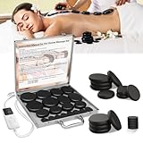 Professioneller Heiße Steine Erwärmer, Massagesteinwärmer-Set, Tragbares Elektrisches Hot Stone Massage Set, 20 Stück Heiße Massagesteine aus Basalt, Für Massagetherapy&Entspannung&SPA-Behandlung