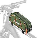 ROCKBROS Road-to-Sky Fahrrad Rahmentasche Wasserabweisend Oberrohrtasche 0,7L Reflektierend Fahrradtasche für Rahmen Tasche für MTB/Rennrad/Gravelbike Grün