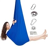 BOSSGE Sensorische Therapieschaukel Kinder Indoor, Sensory Hängesessel Tuchschaukel Schaukeltuch Vertikaltuch Hängematte für Garten Outdoor Tuch Swing für Kinder Erwachsene (Color : Blue, Size : 280