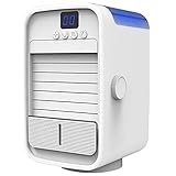 Obahdirry Tragbare Klimaanlage, USB-Mini-Klimaanlage mit LED-Licht, Desktop-Ventilator mit 3 Geschwindigkeiten und buntem LED-Licht für Zuhause