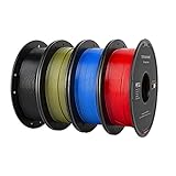 PETG Filament 1.75mm Pack 2KG, TINMORRY Filament 1.75 PETG, Filament-3D-Druckmaterialien, Black+Red+Olive Green+Telecom Blue