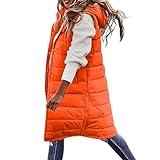 zsorosz Winterweste Damen, Longweste äRmellose Daunenjacke Leicht Winterweste Winter Warm Daunenmantel Winterjacke Daunenweste Steppjacke Outdoor Puffer Jacke MäNtel Winterweste