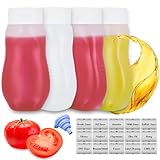 Gewürz-Quetschflaschen für Ketchup, heiße Sauce, Flüssigkeiten, Öl, mit Kappen für Kondensmilch und Senf, Salat, Dressing-Spender, transparente Kunststoffflaschen, Dressing-Behälter, HD-PE, BPA-frei