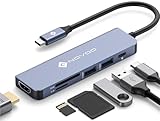 NOVOO USB C Hub 4K HDMI USB C Adapter Docking Station mit 100W PD,4K HDMI,2 USB-A 3.0 Datenanschlüssen, SD/TF für MacBook Pro/Air M1 M2 Dell Surface Lenovo Hp und mehr Typ C Geräten