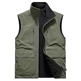 Mymyguoe Wendbar Fleeceweste Herren Outdoor Anglerweste Funktionsweste Sleeveless Fleecemantel Winterweste Safari Jagdweste Winter Warme Fleecejacke Ärmellose Übergangsjacke Mit Vielen Taschen