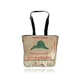 YIMUKA Handgenähte Upcycling Einkaufstasche mit Reißverschluss | 44x46x9cm | Wasserabweisend | Strandtasche | BeuteltascheTote Bag (Rot)